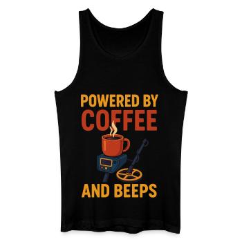 Powered By Coffee And Beeps Funny Metal - Men’s Organic Tank Top - black - Front