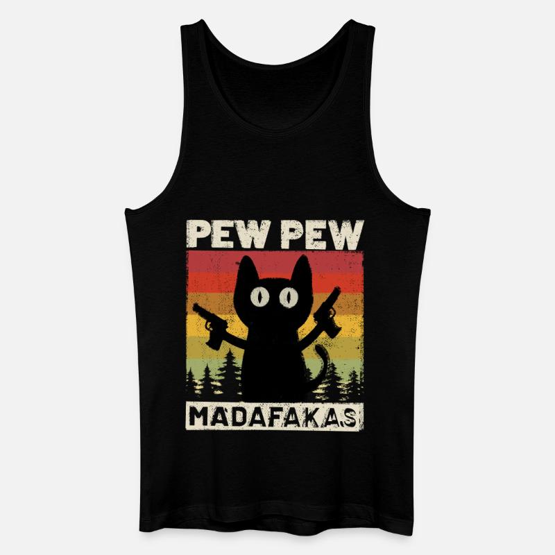 Pew Pew Katze - Männer Bio Tank Top - Schwarz