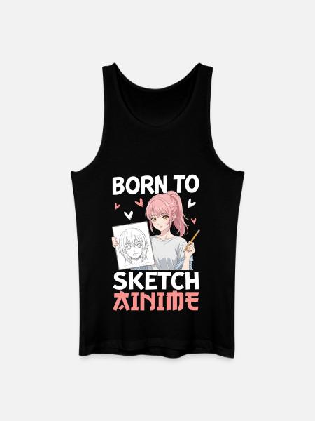 Born To Sketch Anime - Men’s Organic Tank Top - black