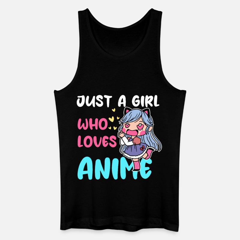 Mädchen liebt Anime Chibi - Männer Bio Tank Top - Schwarz