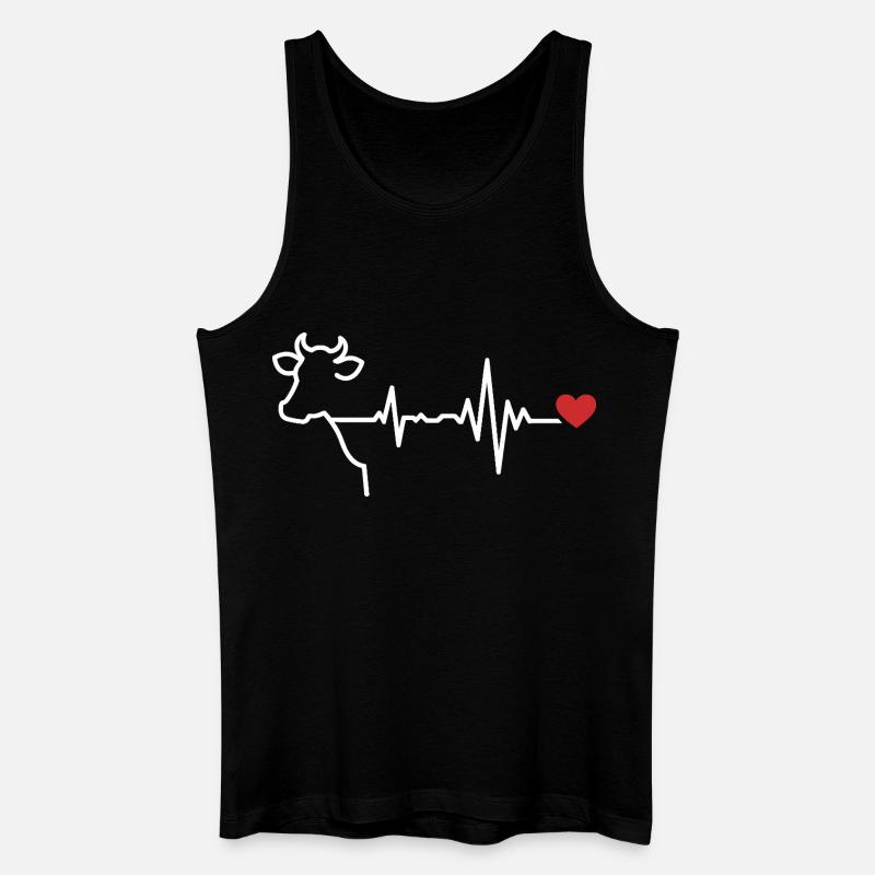 Kuh Herzschlag Linien-Design - Männer Bio Tank Top - Schwarz