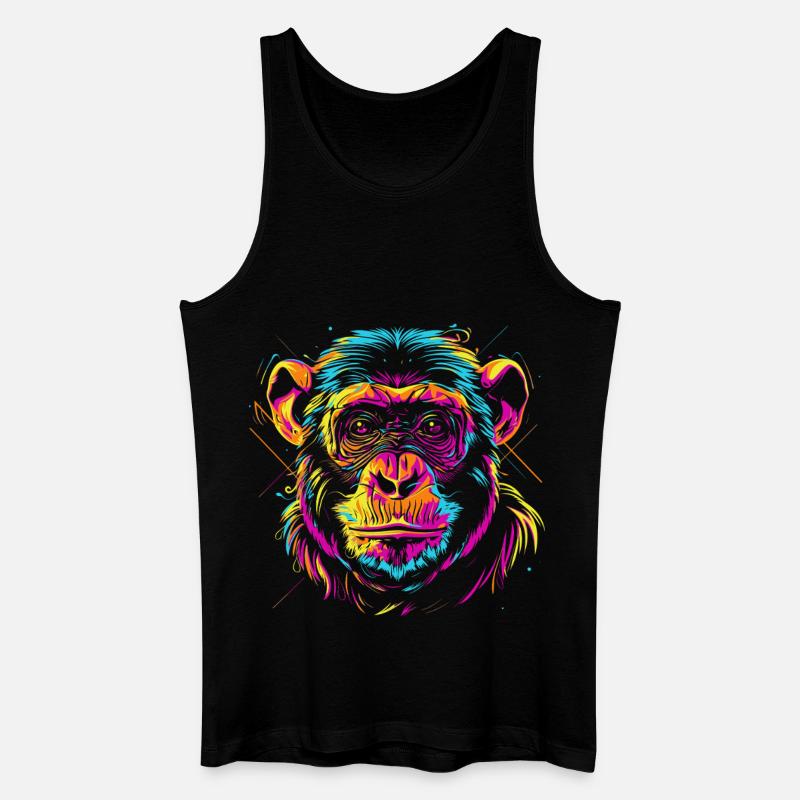 Neon Affenkopf im Pop-Art Stil - Männer Bio Tank Top - Schwarz