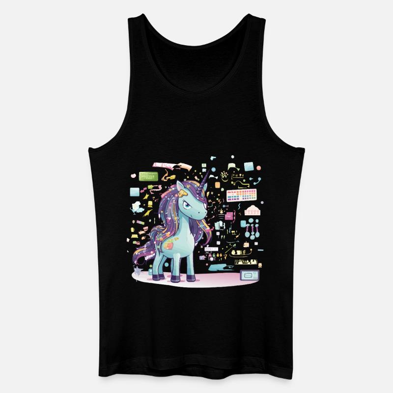 Unicorn Technikzauber Illustration - Männer Bio Tank Top - Schwarz
