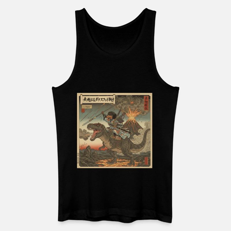 Dackel Samurai-Krieger reitet auf T-Rex Dinosaurier - Männer Bio Tank Top - Schwarz