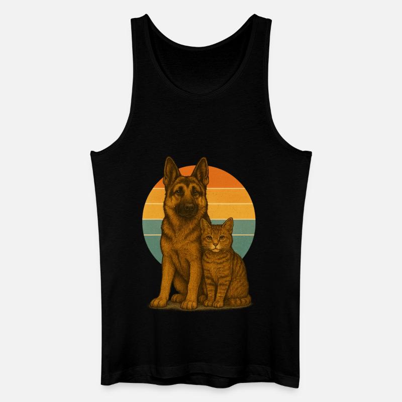 Deutscher Schäferhund und Katze - Männer Bio Tank Top - Schwarz