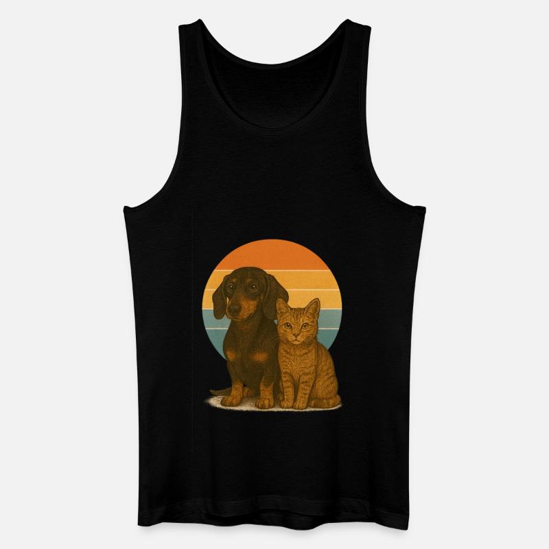 Dackel und Katze - Männer Bio Tank Top - Schwarz