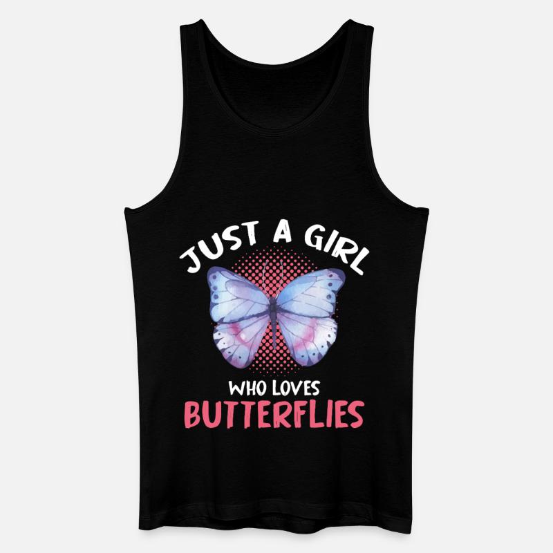 Nur ein Mädchen liebt Schmetterlinge - Männer Bio Tank Top - Schwarz