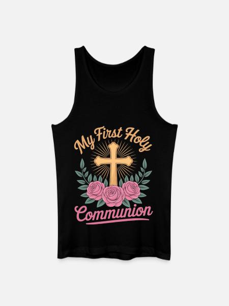 First Holy Communion Cross Roses - Men’s Organic Tank Top - black