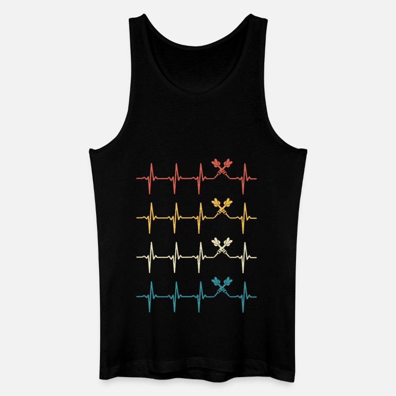 Dart Herzschlag Retro Darts Darter - Männer Bio Tank Top - Schwarz