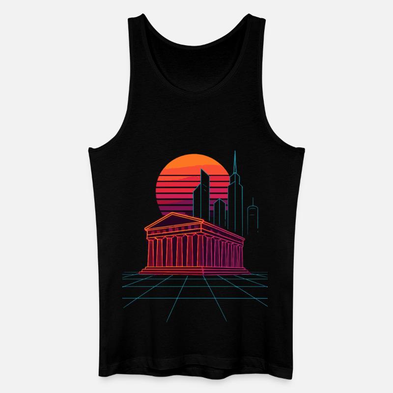 Neon Skyline trifft antike Säulen - Athen - Männer Bio Tank Top - Schwarz