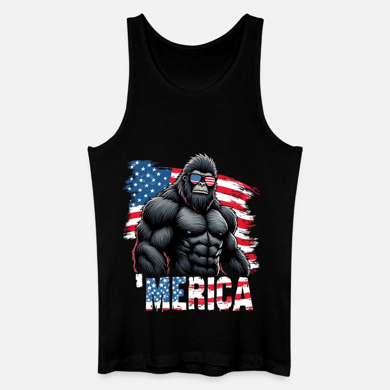 Muskelgorilla mit Flagge - Männer Bio Tank Top - Schwarz