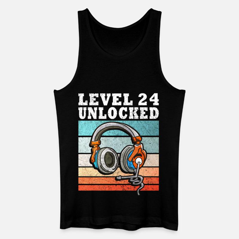 Level 24 Unlocked Kopfhörer - Männer Bio Tank Top - Schwarz
