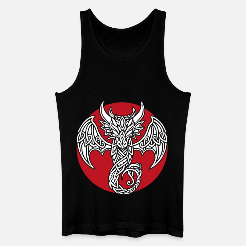 Weißer keltischer Drache auf Rot - Männer Bio Tank Top - Schwarz