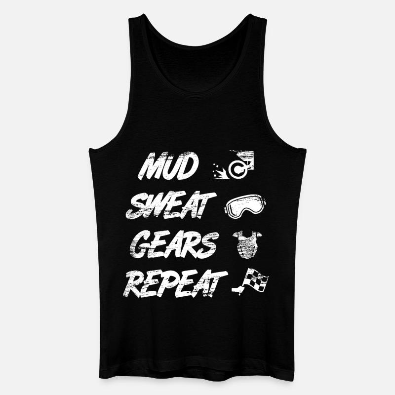 Mud Sweat Gears Repeat - Männer Bio Tank Top - Schwarz