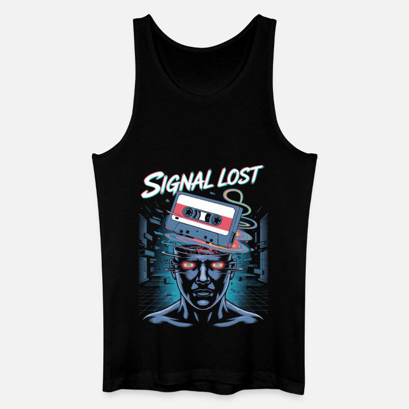 Signal Lost Retro Sci-Fi Glitch Design - Männer Bio Tank Top - Schwarz