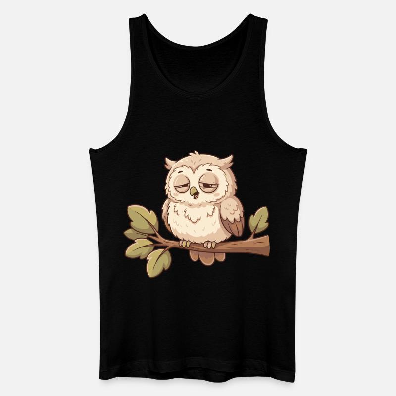 Schlafende Eule auf Ast - Männer Bio Tank Top - Schwarz