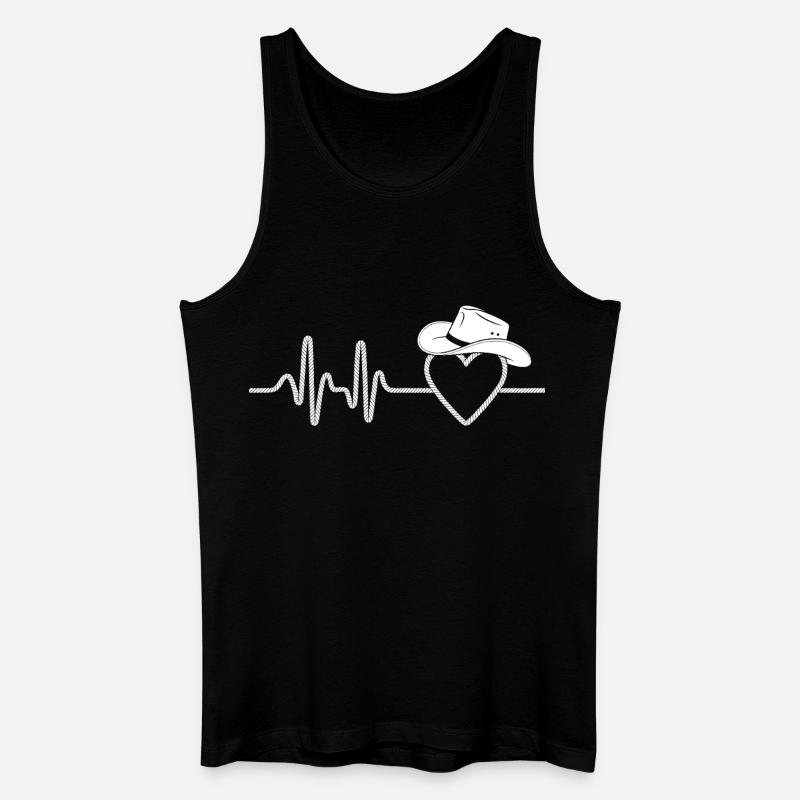 Herzschlag mit Hut Silhouette - Männer Bio Tank Top - Schwarz