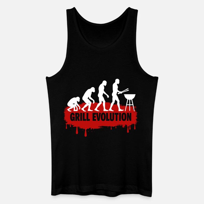 Grill Evolution Lustiger Grillmeister Spruch - Männer Bio Tank Top - Schwarz