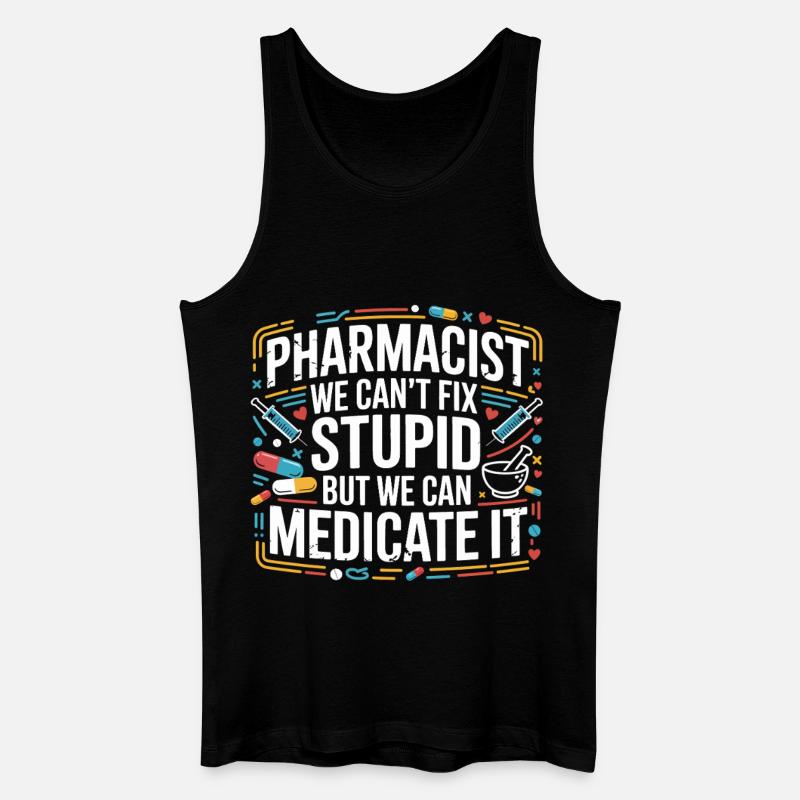 Apothekerwitz: Medikation statt Dummheit - Männer Bio Tank Top - Schwarz