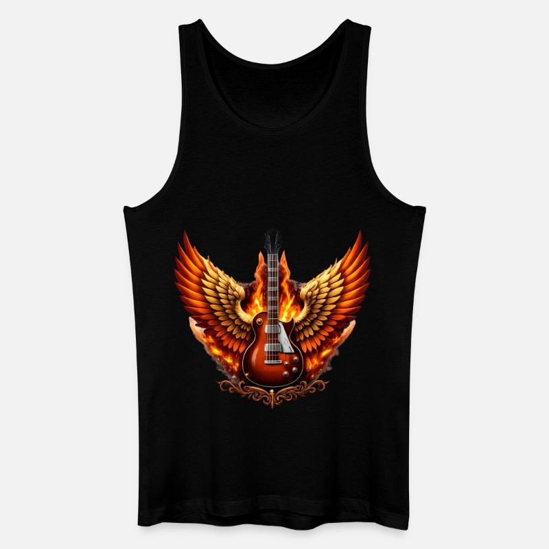 Flammende Engel Und Gitarre Rock Engel - Männer Bio Tank Top - Schwarz