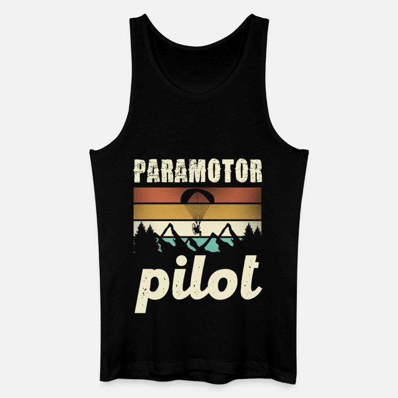 Paramotor Pilot Retro Sunset - Men’s Organic Tank Top - black