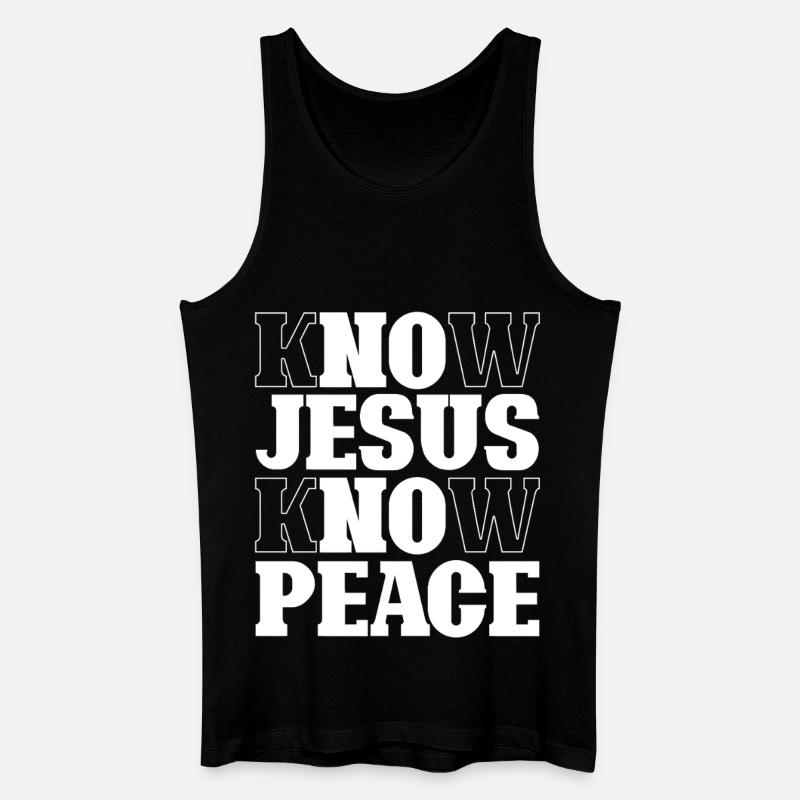 Know Jesus Know Peace Schriftzug - Männer Bio Tank Top - Schwarz