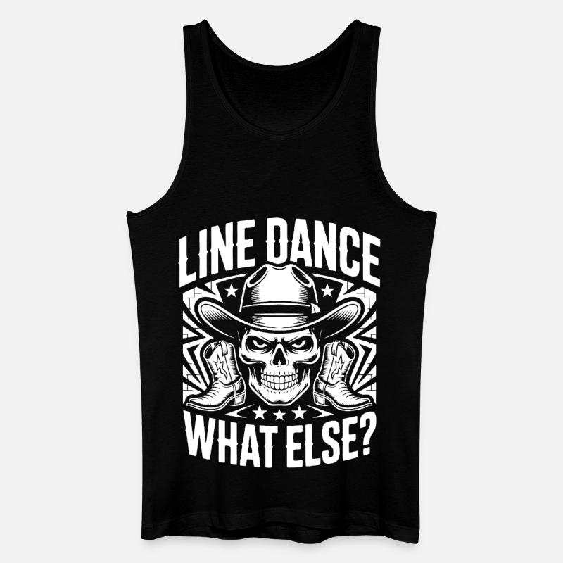 Line Dance Skull Cowboy - Männer Bio Tank Top - Schwarz