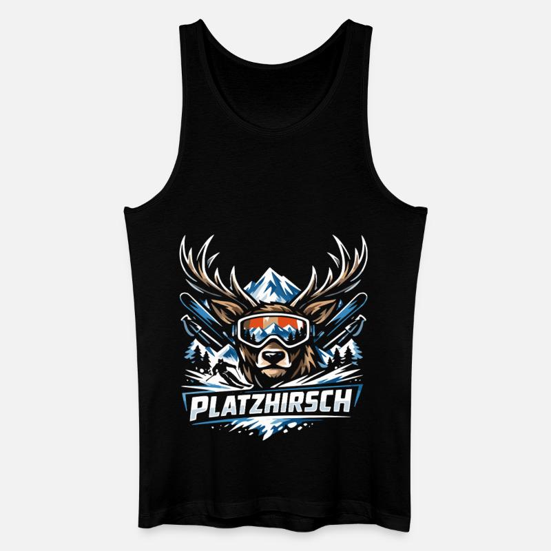 Platzhirsch Ski Hirsch - Männer Bio Tank Top - Schwarz