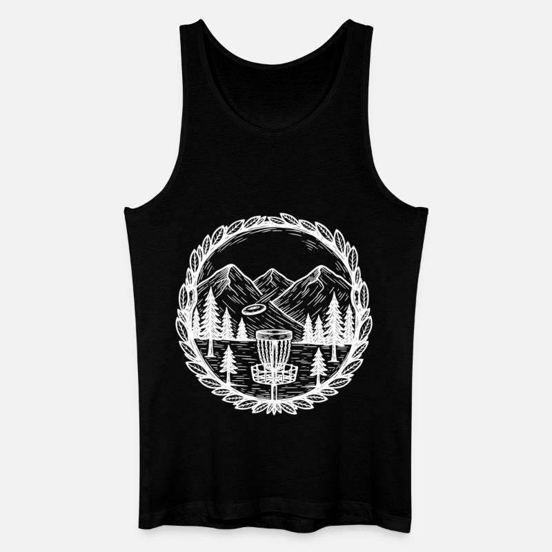 Disc Golf Bergszene Fliegender Disc-Korb - Männer Bio Tank Top - Schwarz