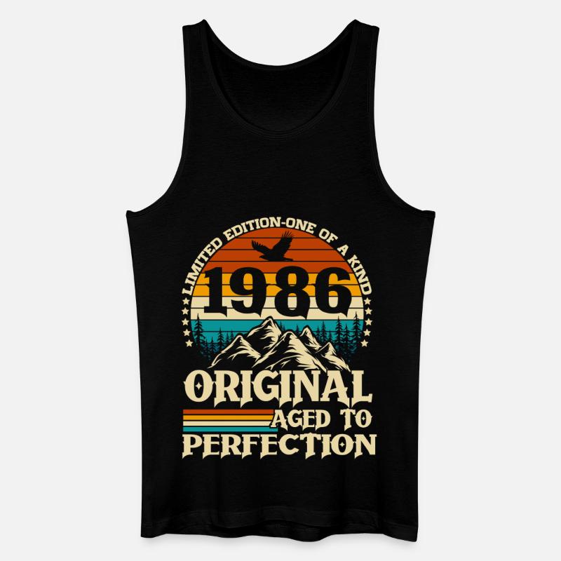 Original 1986 Vintage Retro födelsedagspresent - Ekologisk tanktopp herr - svart