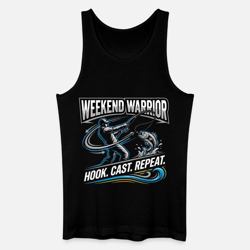 Weekend Warrior Hook Cast Repeat Angler - Men’s Organic Tank Top - black
