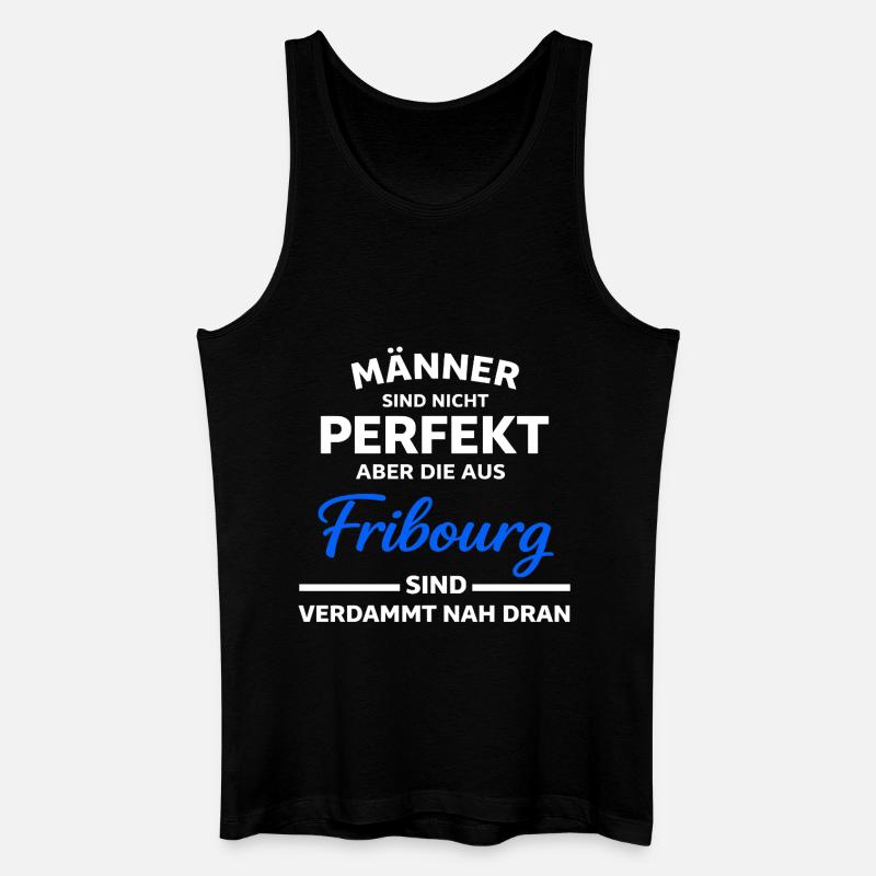 Fribourg Männer nah am Perfekt - Männer Bio Tank Top - Schwarz