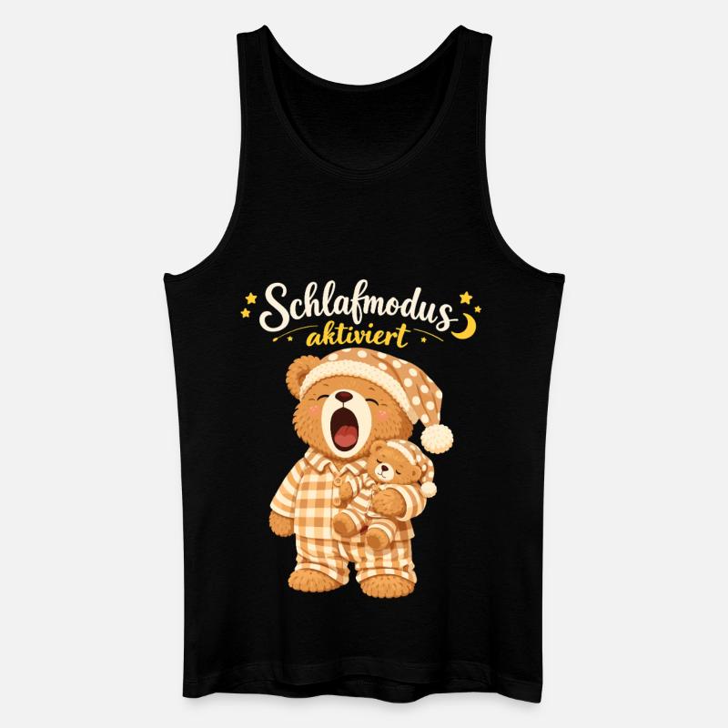Schlafshirt Schlafen Pyjama Teddybär Schlafmodus - Männer Bio Tank Top - Schwarz