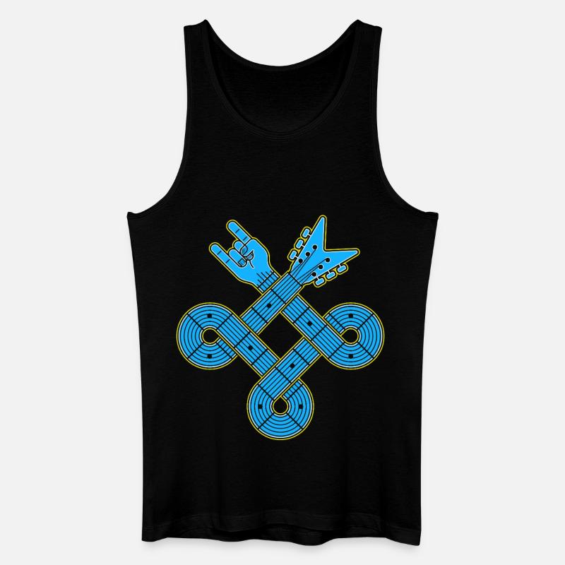 Neonblauer Gitarrenknoten-Emblem - Männer Bio Tank Top - Schwarz
