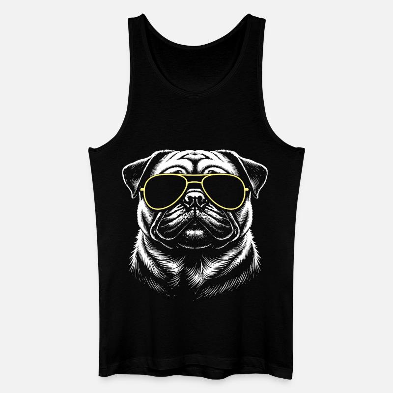 Mops Kopf - Männer Bio Tank Top - Schwarz