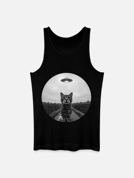 Funny UFO Space Cat Alien Design - Men’s Organic Tank Top - black