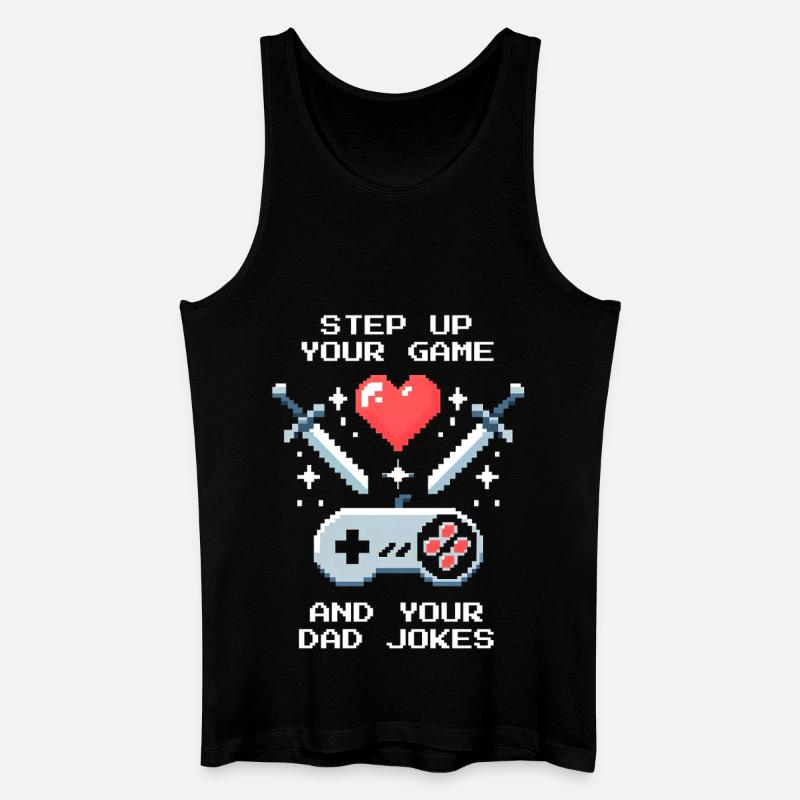 Level up & Papa-Witze | Bonuspapa Patchwork - Männer Bio Tank Top - Schwarz