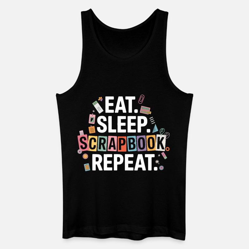 Eat Sleep Scrapbook Repeat - Männer Bio Tank Top - Schwarz