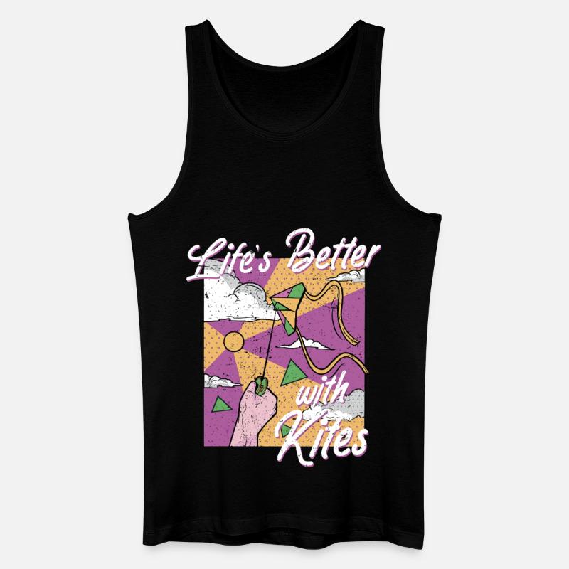 Drachen Drachensteigen Life's Better With Kites - Männer Bio Tank Top - Schwarz
