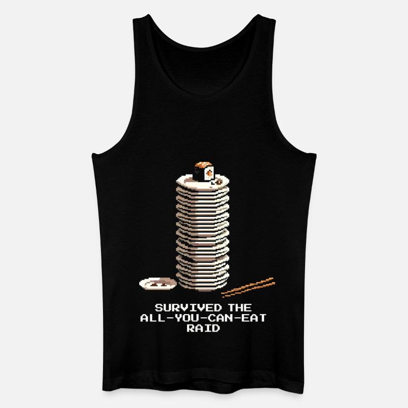 All-you-can-eat Raid überlebt | Sushi Buffet - Männer Bio Tank Top - Schwarz