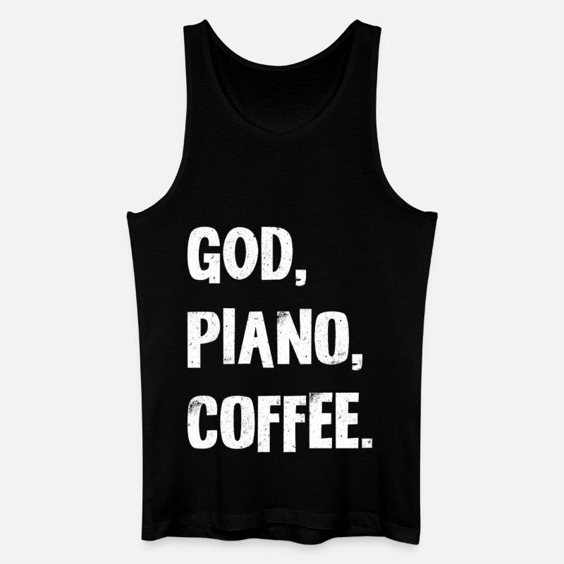 GOD PIANO COFFEE Typografie - Männer Bio Tank Top - Schwarz