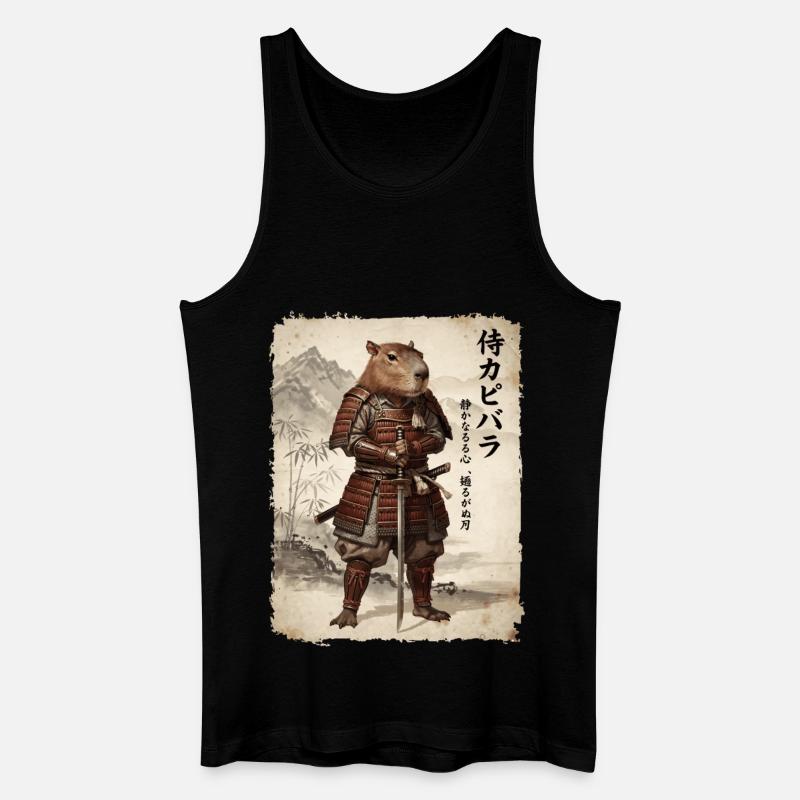 Samurai, Capybara, Japanische Kunst, Anime - Männer Bio Tank Top - Schwarz