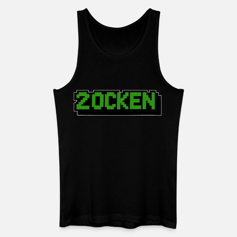 Schriftzug zocken Retro Computer - Männer Bio Tank Top - Schwarz