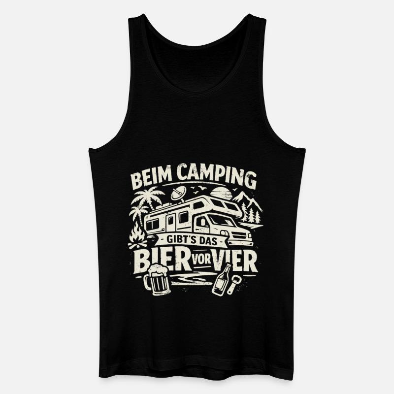Camping | Bier vor Vier - Männer Bio Tank Top - Schwarz