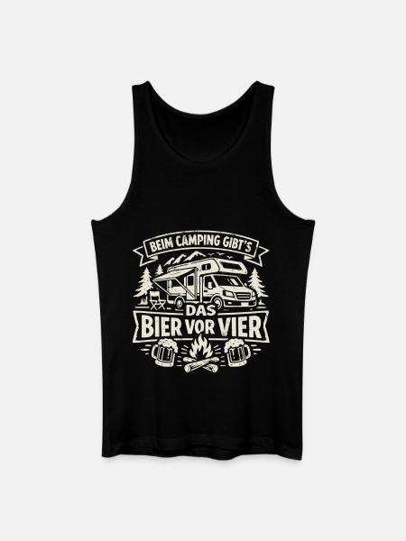 Camping | Bier vor Vier - Männer Bio Tank Top - Schwarz