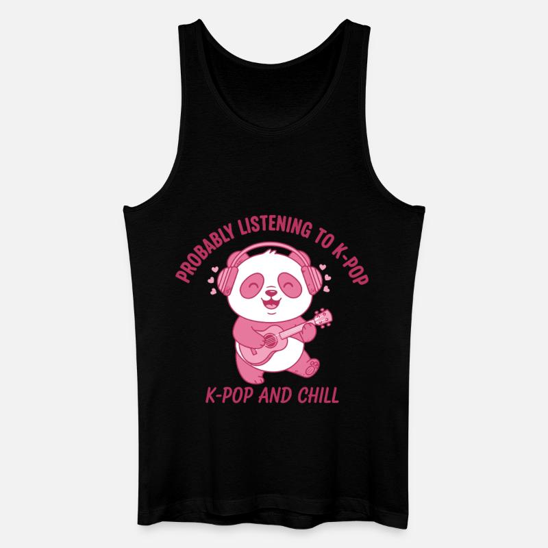 Probabilmente ascoltando K-Pop e Chill Panda - Canotta ecologica da uomo - nero