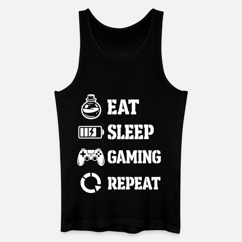 Eat Sleep Gaming Repeat – Pixel Symbolik - Männer Bio Tank Top - Schwarz
