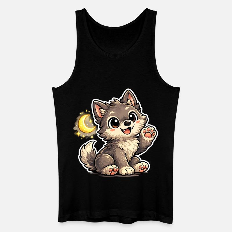 Mondnacht Wolfchen Kuschelpfote - Männer Bio Tank Top - Schwarz