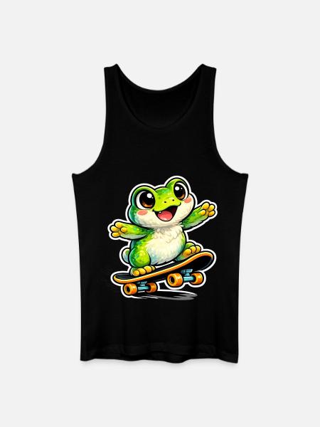 Happy Frog Skateboard - Men’s Organic Tank Top - black