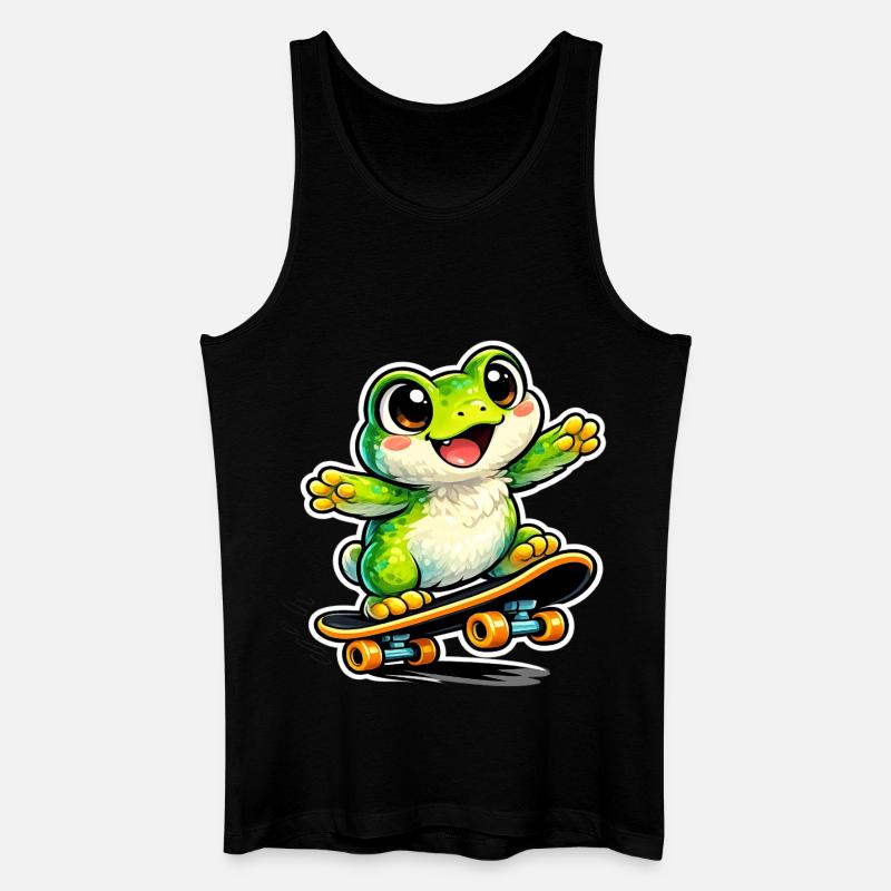 Fröhlicher Frosch Skateboard - Männer Bio Tank Top - Schwarz